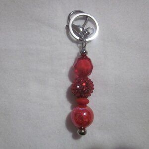 Red Bling Beaded Keychain | Bag Charm.